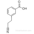 Benzoic acid, 3- (1-cyanoethyl) - No CAS: 5537-71-3 Structure moléculaire: Structure moléculaire de 5537-71-3 (Acide benzoïque, 3- (1-cyanoéthyle) -) Formule: C10H9NO2 Masse moléculaire: 175.18 Synonymes: Acide benzoïque, m- (1-cyanoéthyle) - (7CI, 8CI); 